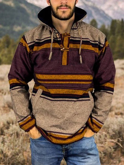 Casual Pockets Tribal Wool Blend Hoodie Sweatshirt