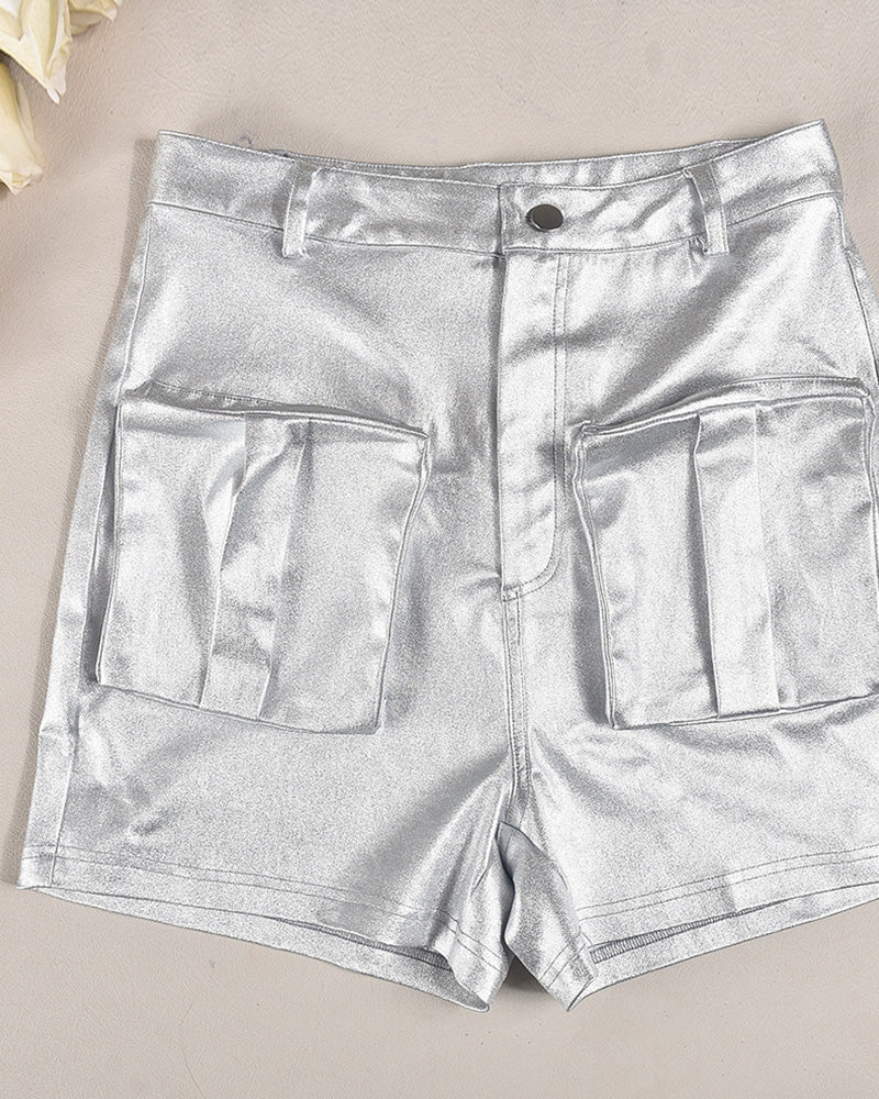 Sexy Bronzing Metallic Stretch Shorts