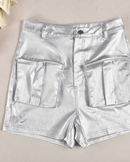 Sexy Bronzing Metallic Stretch Shorts