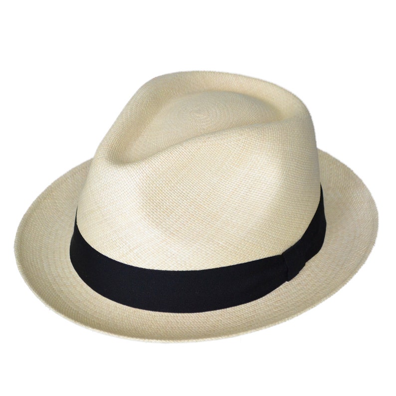 Teardrop Classic Fedora - Short Brim - Brisa Weave - Natural Straw Color - Black Band - Handwoven in Ecuador - GPH - HatBox Included-FREE SHIPPING