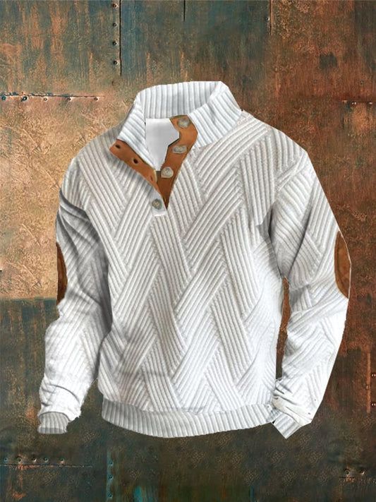 Men'S Plaid Print Button Casual Sweatshirt