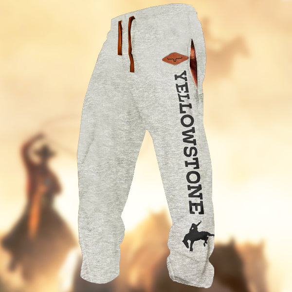 Mens Western Logo Vintage Yellowstone Printed Casual Sweatpants