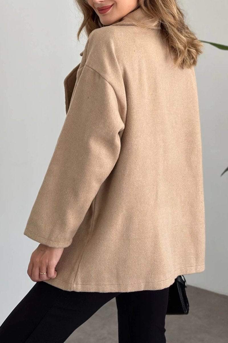 Women's Elegant Solid Color Pocket Coat