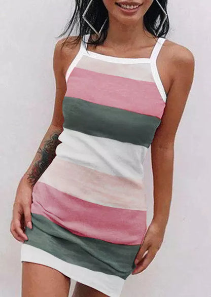 Color Block Spaghetti Strap Mini Dress