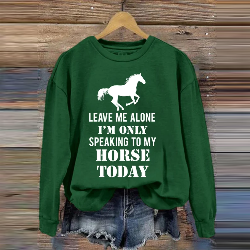 Horse Letter Print Crew Neck Sweatshirt