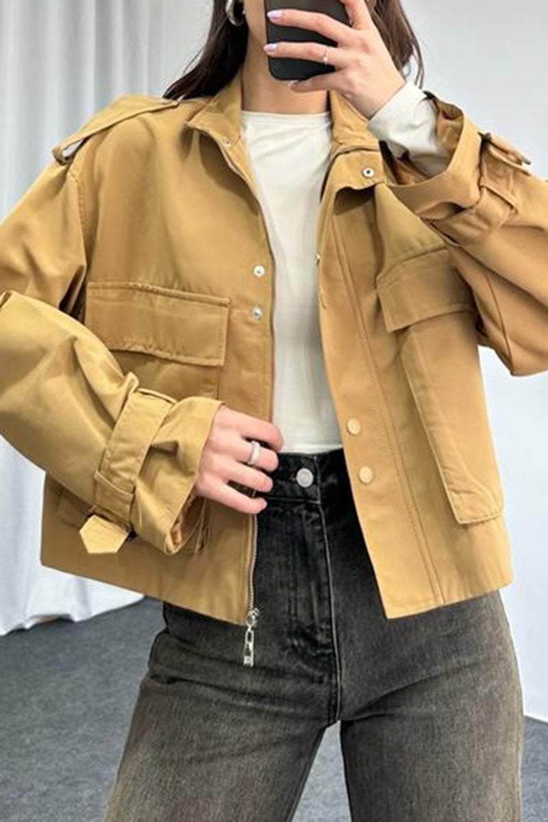 Women's Casual Solid Color Pocket Jacket