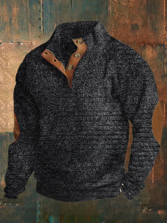 Men'S Vintage Western Stand Collar Sweatshirt