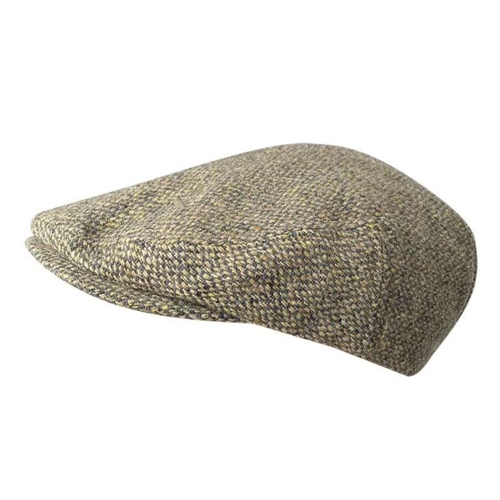 THE PEAKED Marl Flat Hat ParticlesB-Harris Tweed