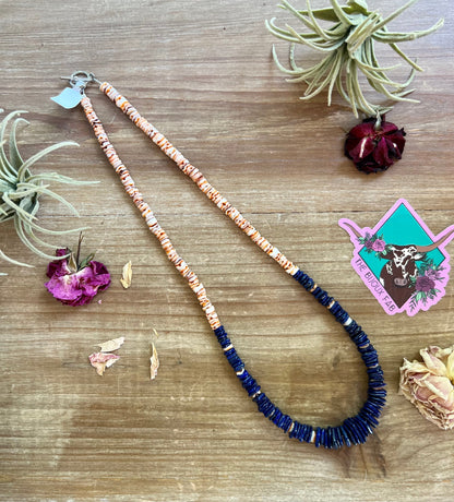 22 inch lapis and spiny necklace