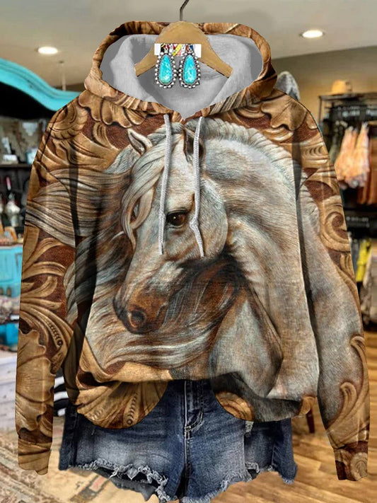 Horse Art Print Casual Hoodie Sweatshirt