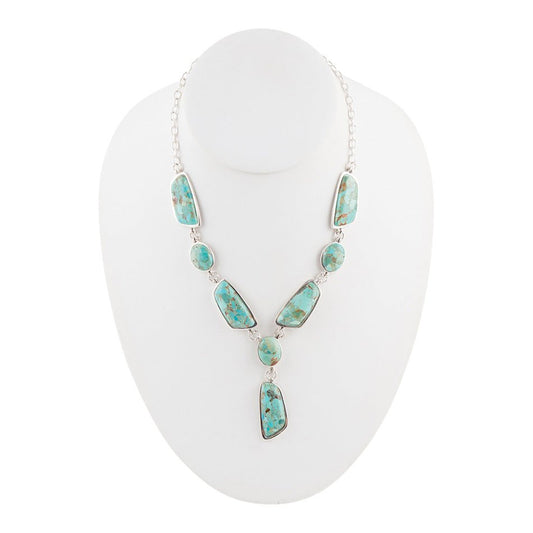 Barse Genuine Turquoise Abstract Statement Necklace