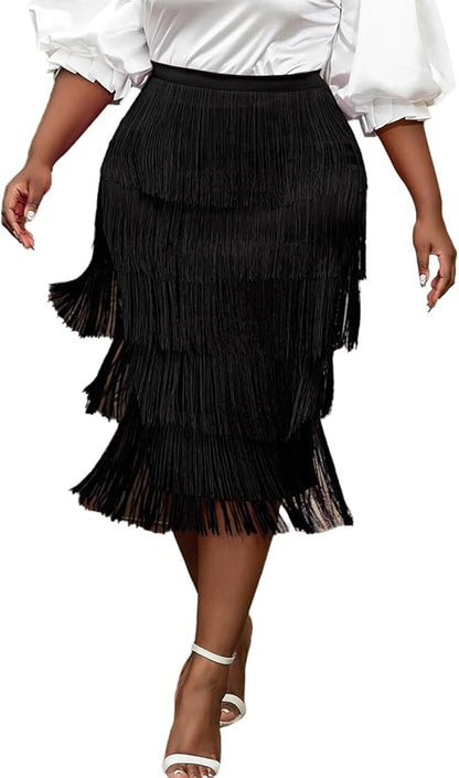 Five-Layer Fringe Skirt