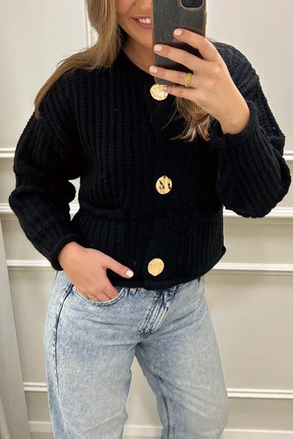 Women's Gold Button Knit Cardigan