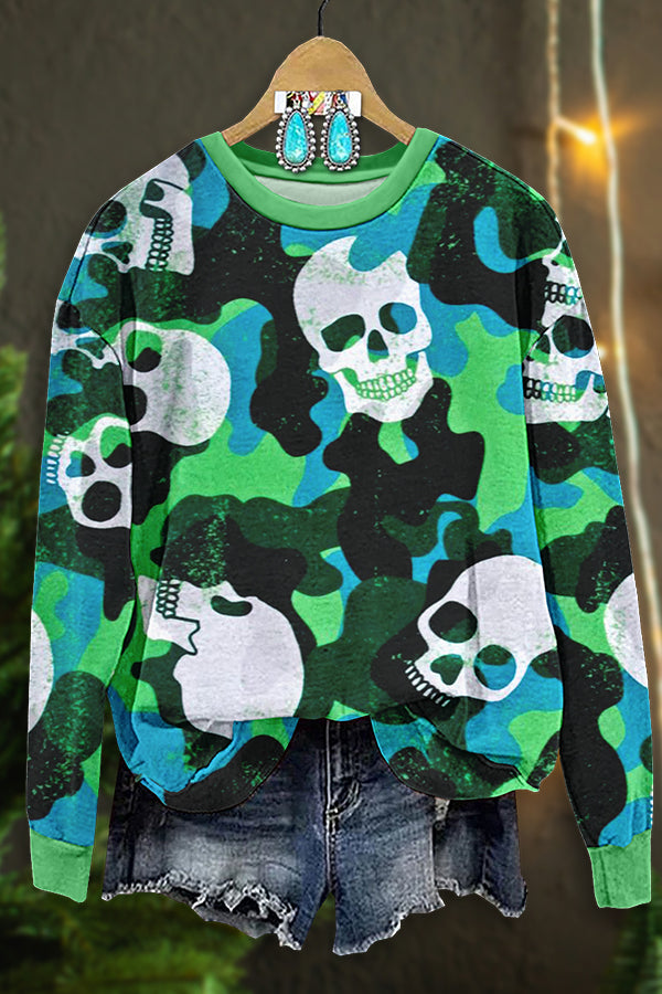 Happy Halloween Skulls Camo Sweatshirt