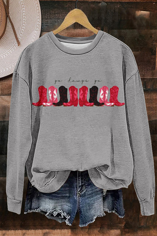 Go Dawgs Georgia Western Cowboy Boots Print Sweatshirt