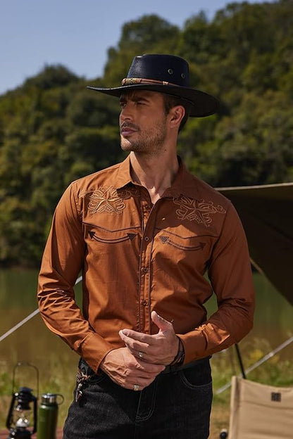 Men's Long Sleeve Embroideres Western Shirts