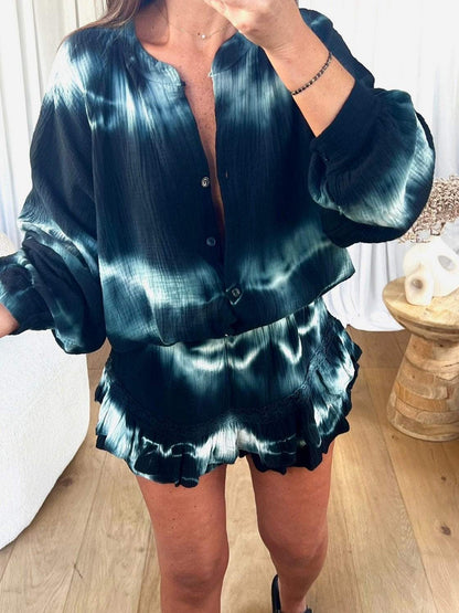 Women's Casual Tie Dye Printed Shorts Set