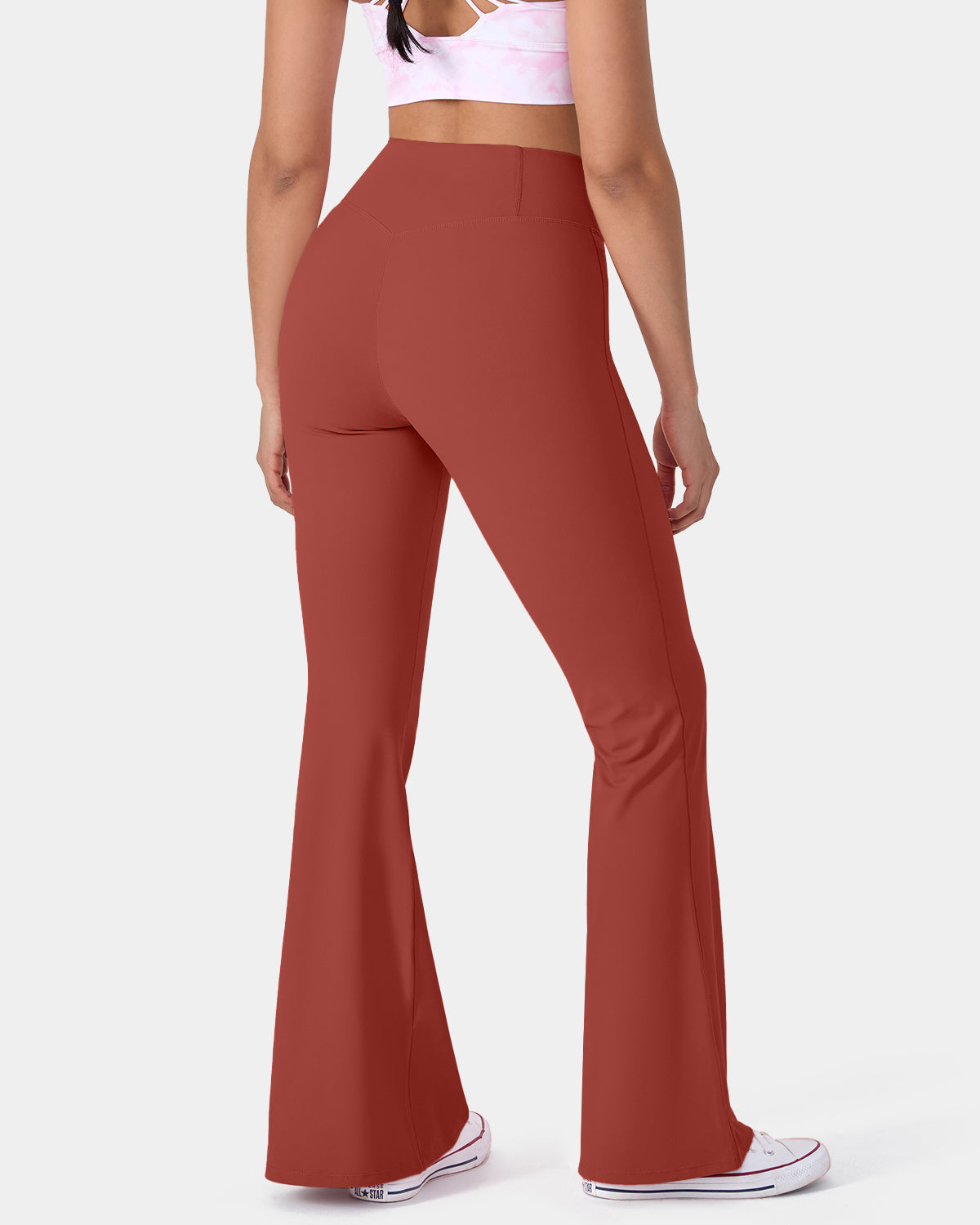 Crossover High Waisted Back Pocket Super Flare Leggings