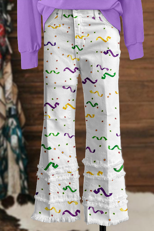 Mardi Gras Ribbon Fringed Trousers