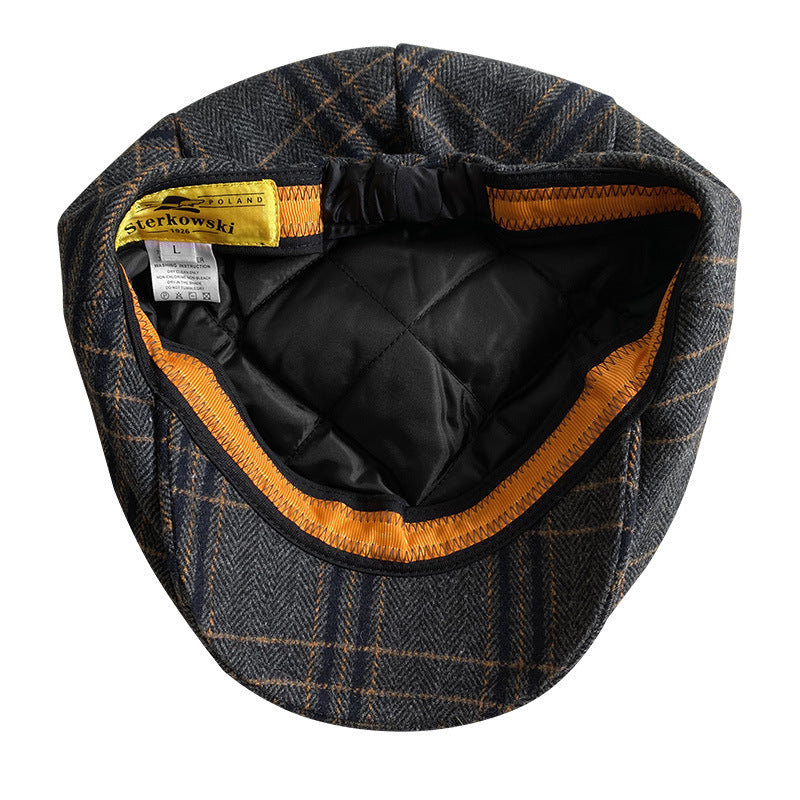 THE PEAKED Marl Flat Hat Patch-Harris Tweed