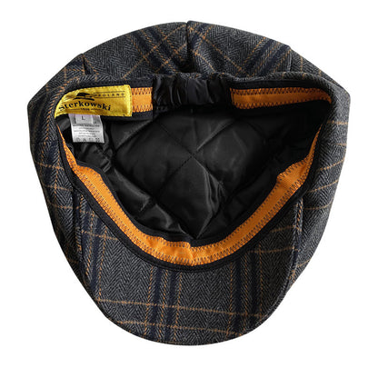 THE PEAKED Marl Flat Hat Patch-Harris Tweed