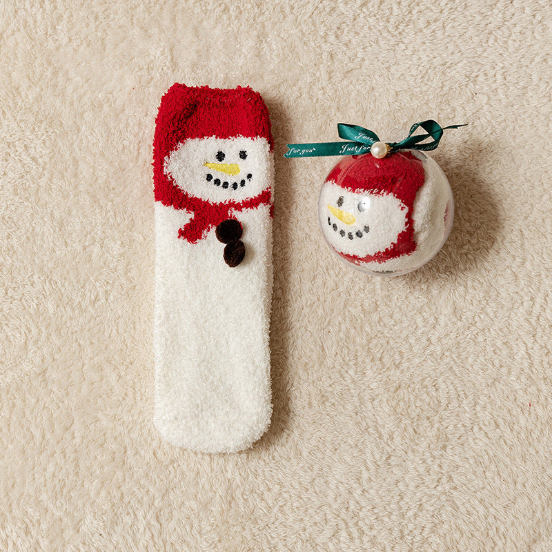 Christmas Cartoon Snowman Fuzzy Socks