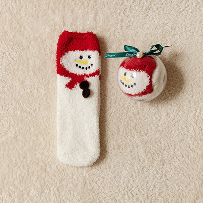 Christmas Cartoon Snowman Fuzzy Socks