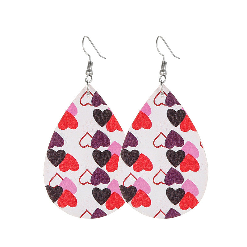 Valentine's Day Hearts Print Teardrop Earrings