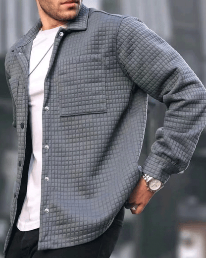 Men'S Square Plaid Casual Lapel Jacket