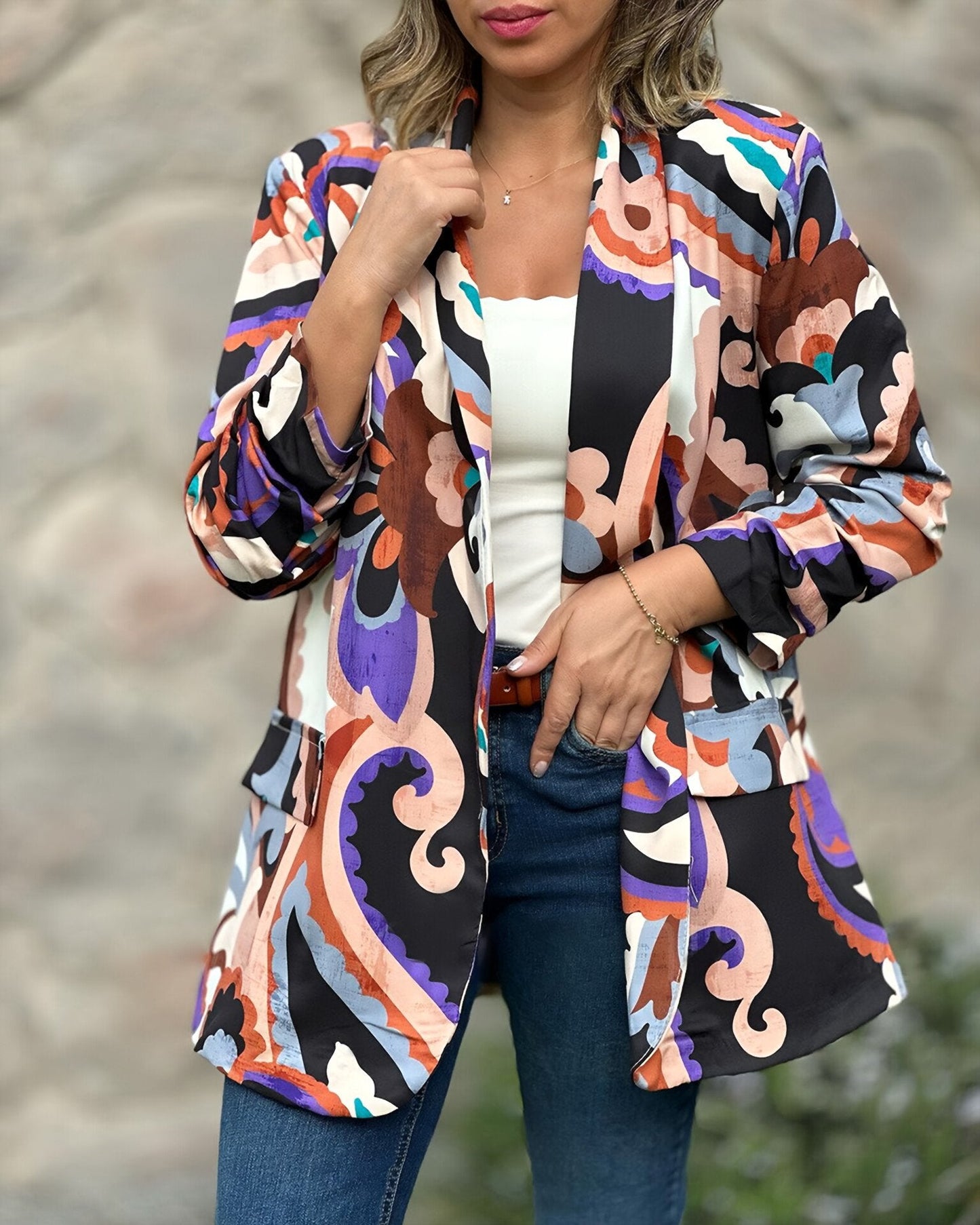 Women's Fashion Printed Casual Blazer