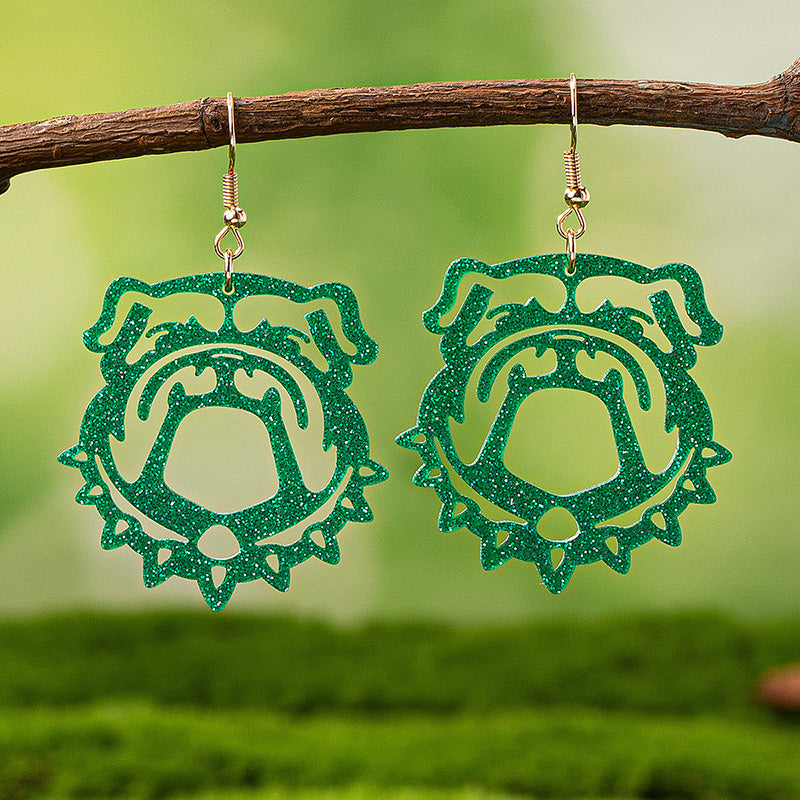 Sparkling Bulldog Hollow Earrings