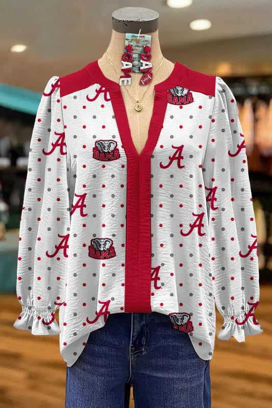 Classic Alabama Print V-Neck Blouse