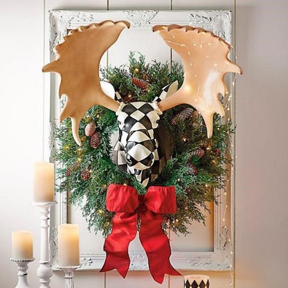 Christmas-Harlequin Moose Head