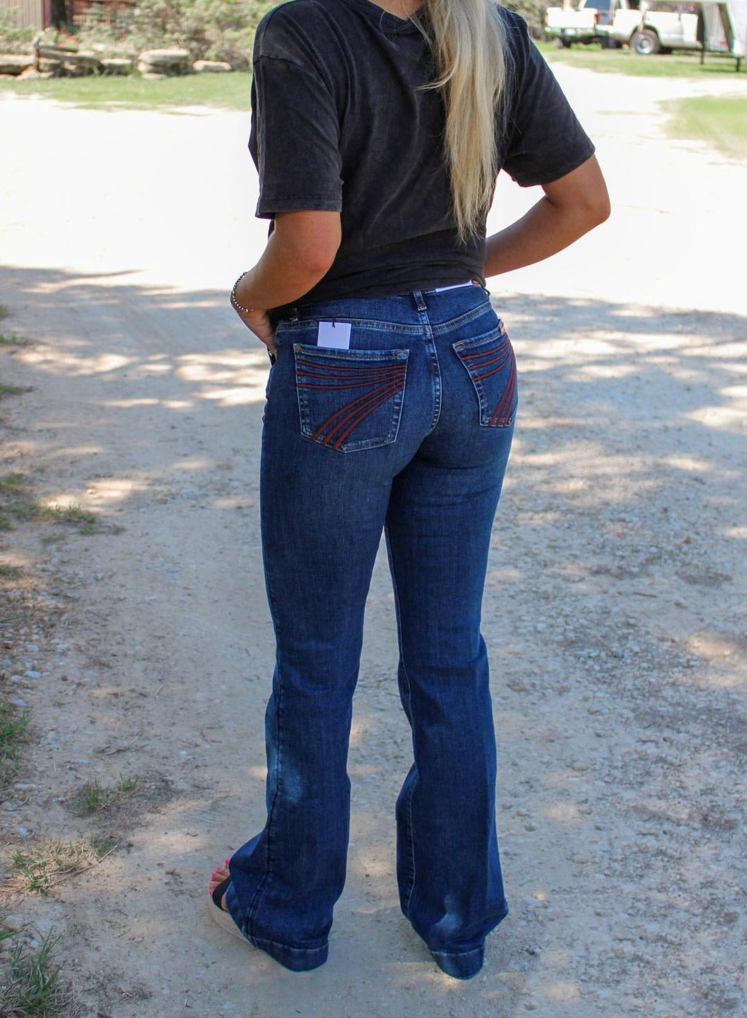 Women’s Vintage Red Pocket 7s Handmade Jeans