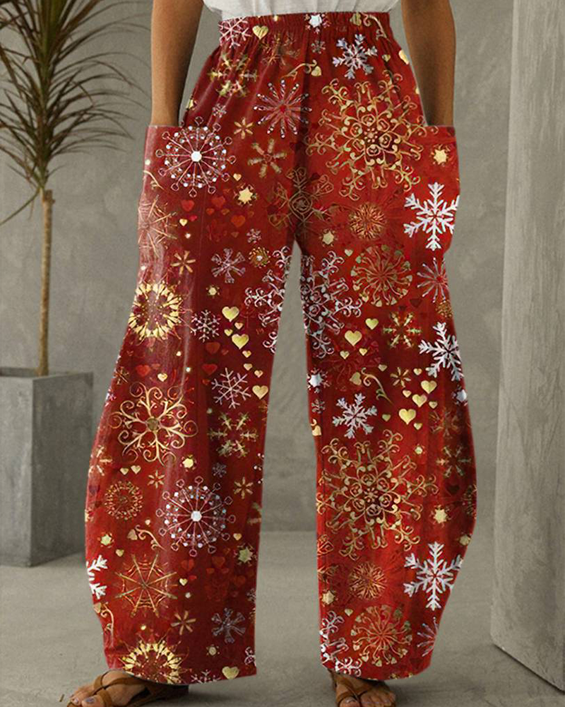 Christmas Printed Casual Trousers