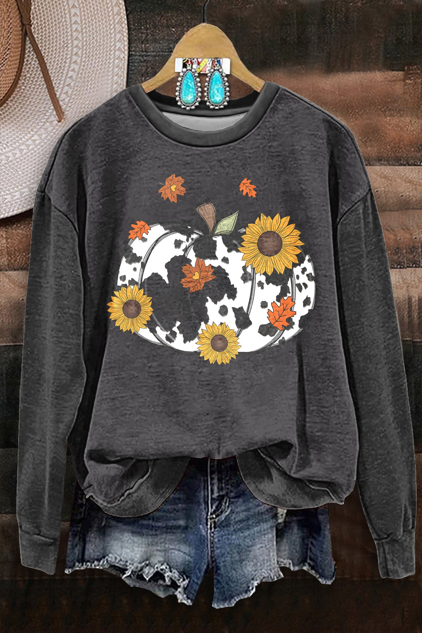 Cowprint Pumpkins Sweatshirt