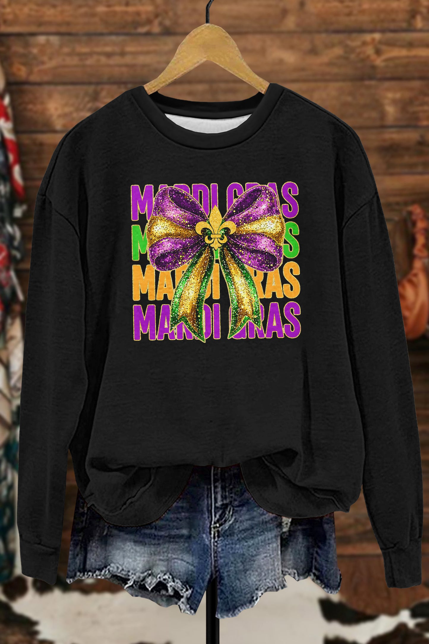 Mardi Gras Coquette Bow Sweatshirt