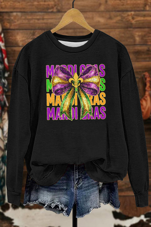 Mardi Gras Coquette Bow Sweatshirt