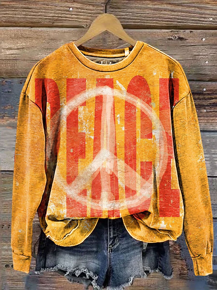 Love And Peace Art Print Casual Sweatshirt