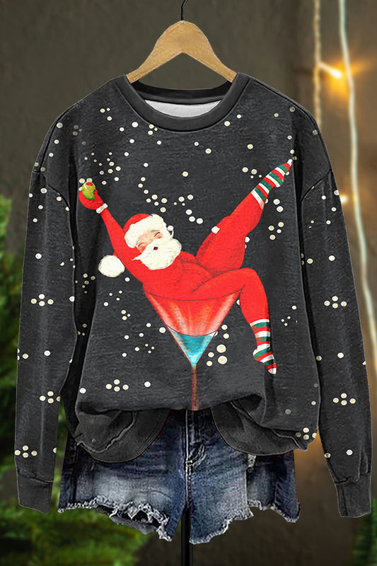 Wine Glass Santa Sweatshirt