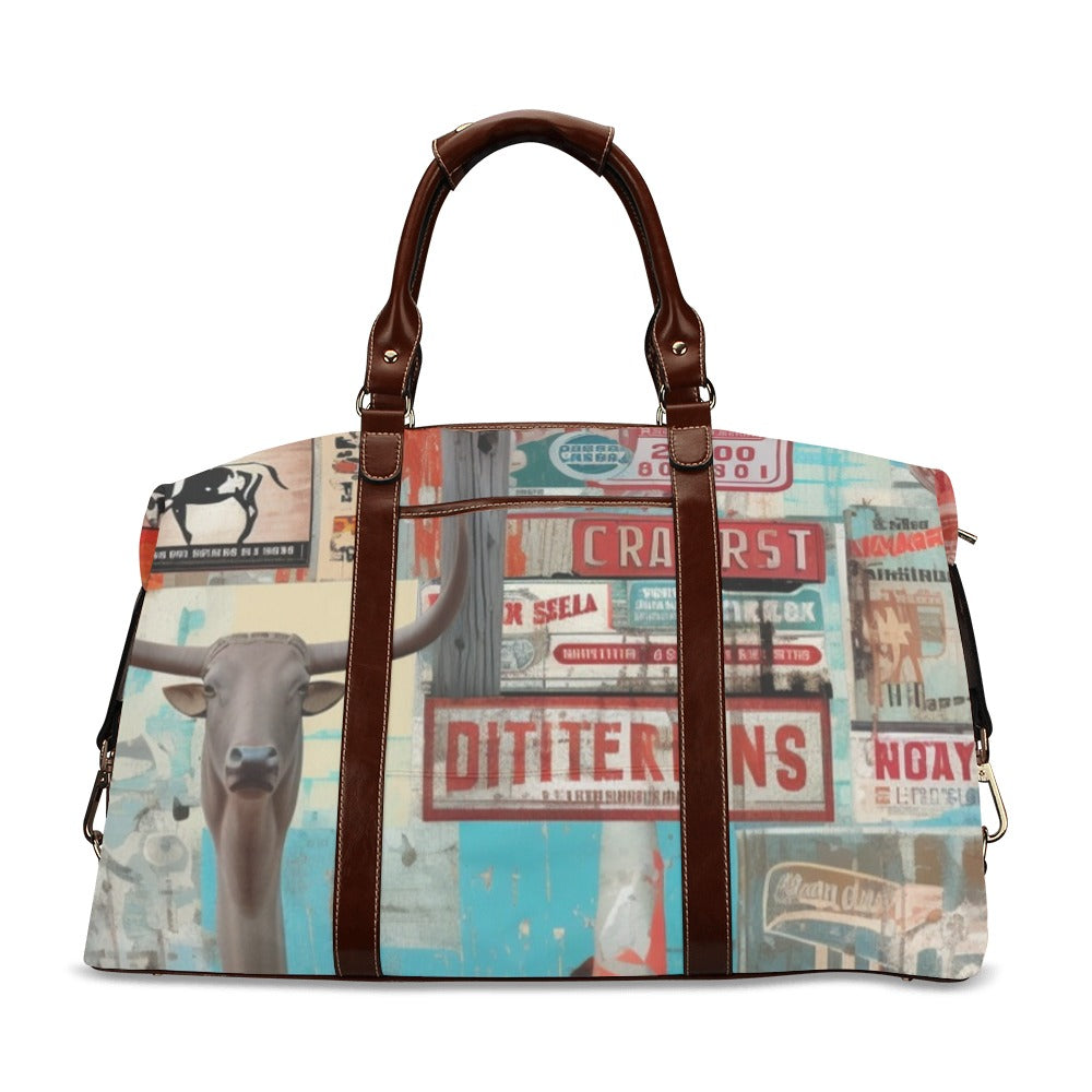 Vintage Collage Large Travel Flight Bag