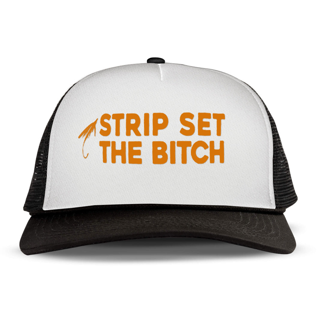 STRIP SET THE BITCH Letter Printed Trucker Hat