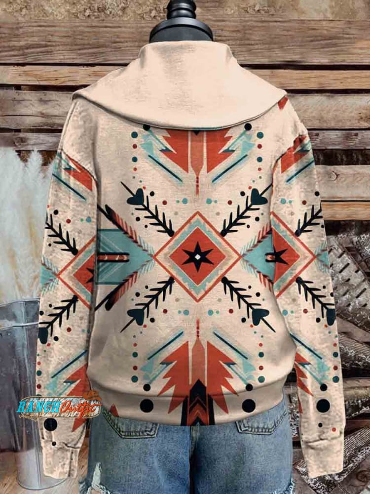 Aztac Print Cozy Plush Sweatshirt