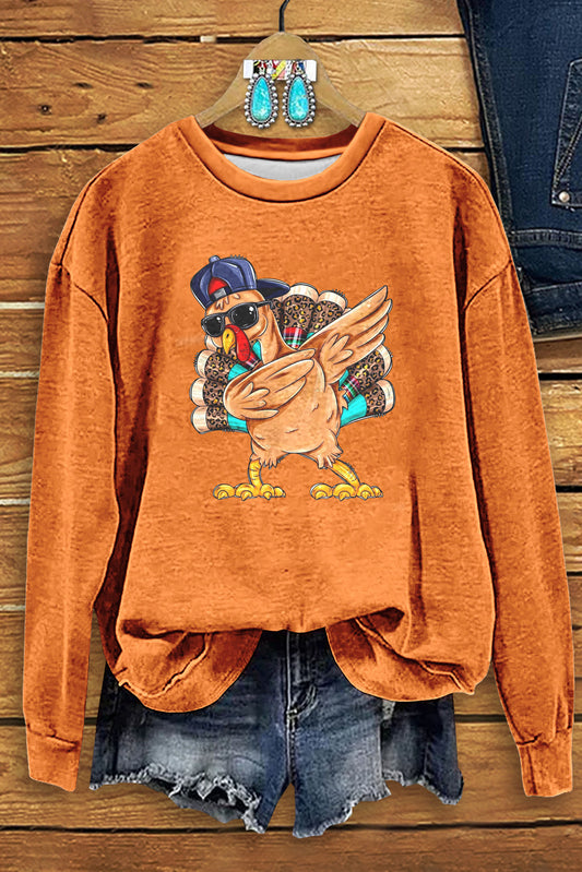 Thanksgiving Turkey Rapper Print Sweatshirt