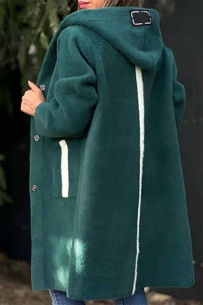 Women's Casual Loose Solid Color Hooded Coat