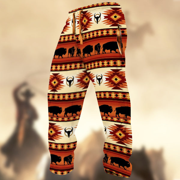 Men's Retro Country Western Ethnic Patterns Print Casual Sweatpants