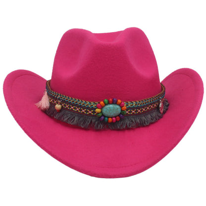 Unisex Fall Vintage Western Cowboy Woolen Sun Protection Wide Brim Hat