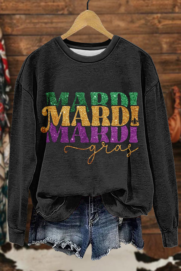 Shiny Mardi Gras Print Sweatshirt