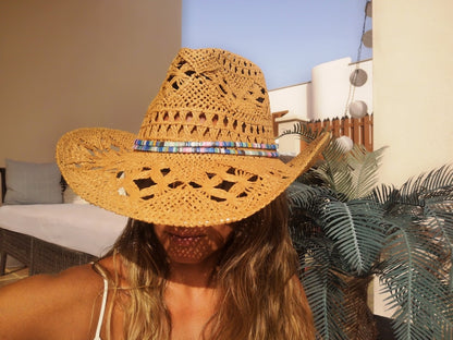 Boho cowboy hats for women, bohemian cowgirl straw hat, stetson western hats, kekugi