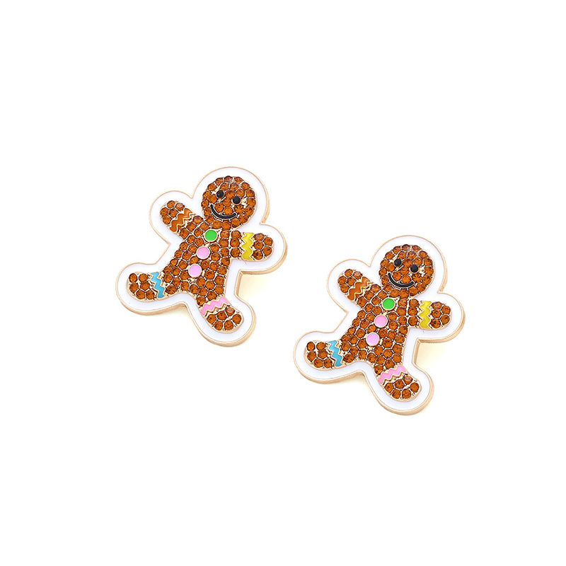 Cute Colored Alloy Christmas Gingerbread Man Earrings